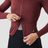 Women's Grid Thermal Jersey - Burgundy