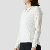 Ornot Women's UV Trail Shirt in Oat shown on model, made in California with UPF 30 sun protection for women cyclists