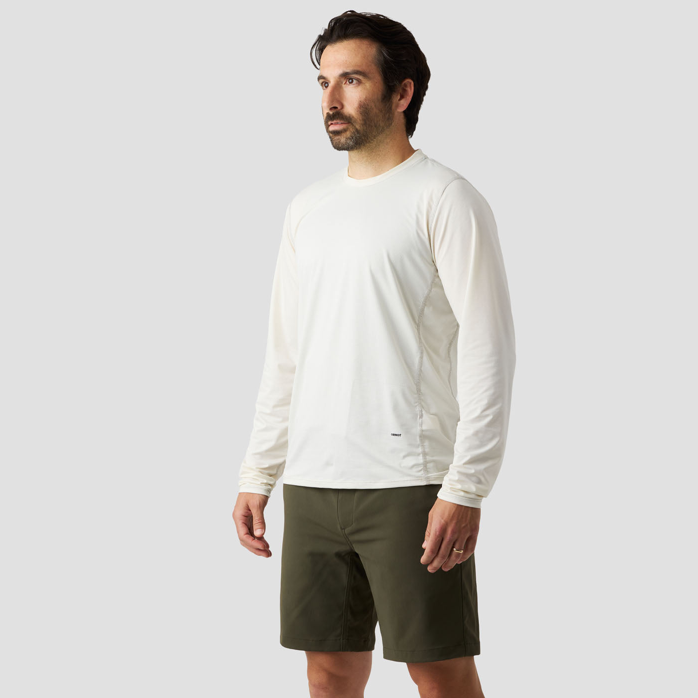 Men's UV Trail Shirt in Oat - lightweight long sleeve cycling shirt with UPF 30 sun protection by Ornot