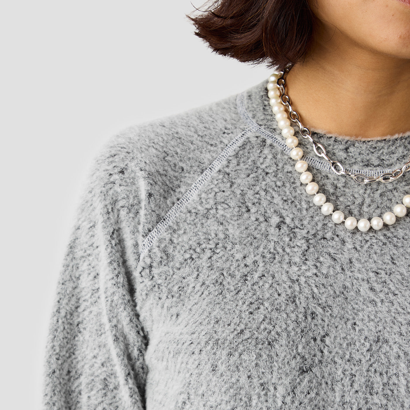 Women's Alpha Wool Pullover in Fog, Polartec Alpha with Wool cycling pullover made in the USA