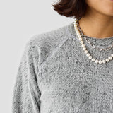 Women's Alpha Wool Pullover in Fog, Polartec Alpha with Wool cycling pullover made in the USA