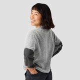 Women's Alpha Wool Pullover in Fog, Polartec Alpha with Wool cycling pullover made in the USA