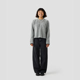 Women's Alpha Wool Pullover in Fog, Polartec Alpha with Wool cycling pullover made in the USA