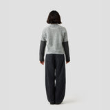 Women's Alpha Wool Pullover in Fog, Polartec Alpha with Wool cycling pullover made in the USA