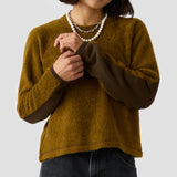 Women's Alpha Wool Pullover in Ochre, Polartec Alpha with Wool cycling pullover made in the USA