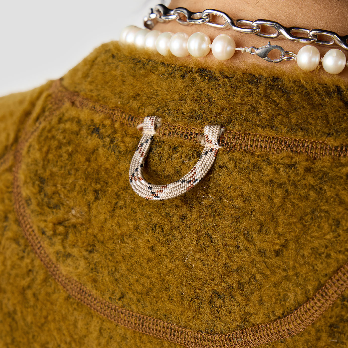 Women's Alpha Wool Pullover in Ochre, Polartec Alpha with Wool cycling pullover made in the USA