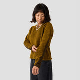 Women's Alpha Wool Pullover in Ochre, Polartec Alpha with Wool cycling pullover made in the USA