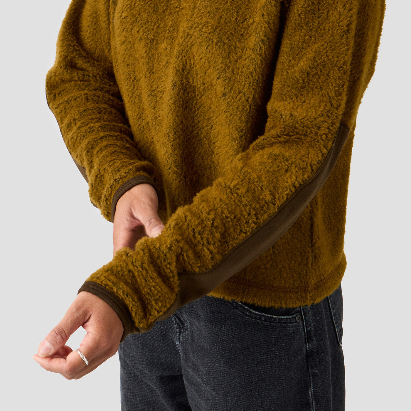 Women's Alpha Wool Pullover in Ochre, Polartec Alpha with Wool cycling pullover made in the USA