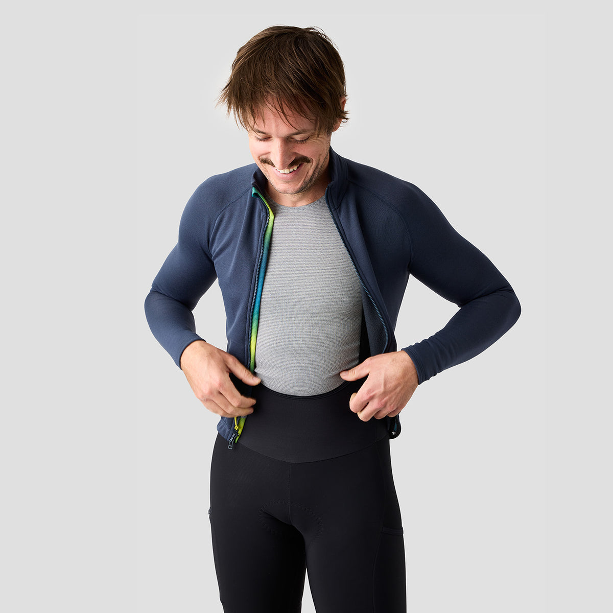 Men's Frost Thermal Jersey in Stone Blue, cold-weather road and gravel jersey