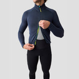 Men's Frost Thermal Jersey in Stone Blue, winter cycling jersey with tall collar