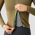 Women's Frost Thermal Jersey in Mosswood, winter cycling jersey with tall collar