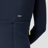 Women's Frost Thermal Jersey in Stone Blue, winter cycling jersey with tall collar