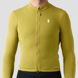 Men's Merino Grid Thermal Jersey in Avocado, long sleeve merino wool cycling jersey