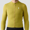 Men's Merino Grid Thermal Jersey in Avocado, long sleeve merino wool cycling jersey