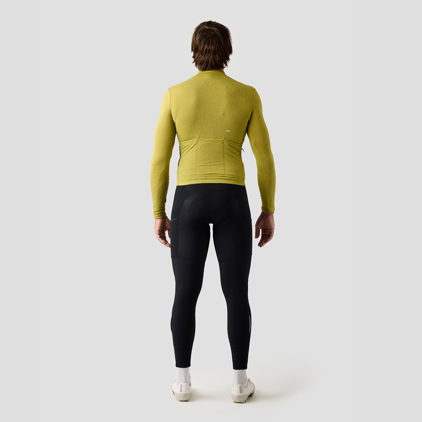 Men's Merino Grid Thermal Jersey in Avocado, merino cycling jersey with reflective details