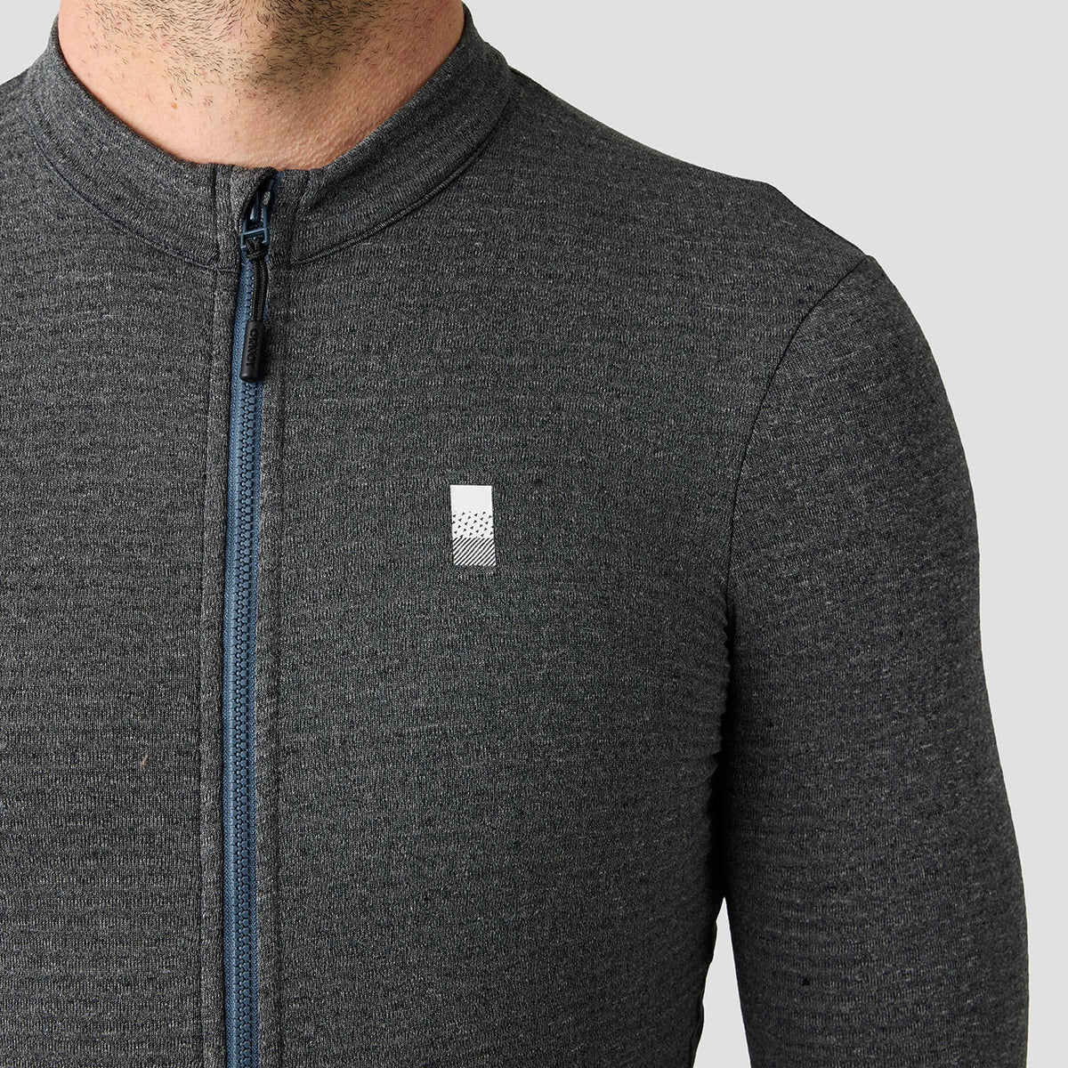 Men's Merino Grid Thermal Jersey in Charcoal, thermal cycling jersey made in the USA