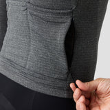 Men's Merino Grid Thermal Jersey in Charcoal, winter road and gravel cycling jersey
