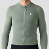 Men's Merino Grid Thermal Jersey in Sage, long sleeve merino wool cycling jersey