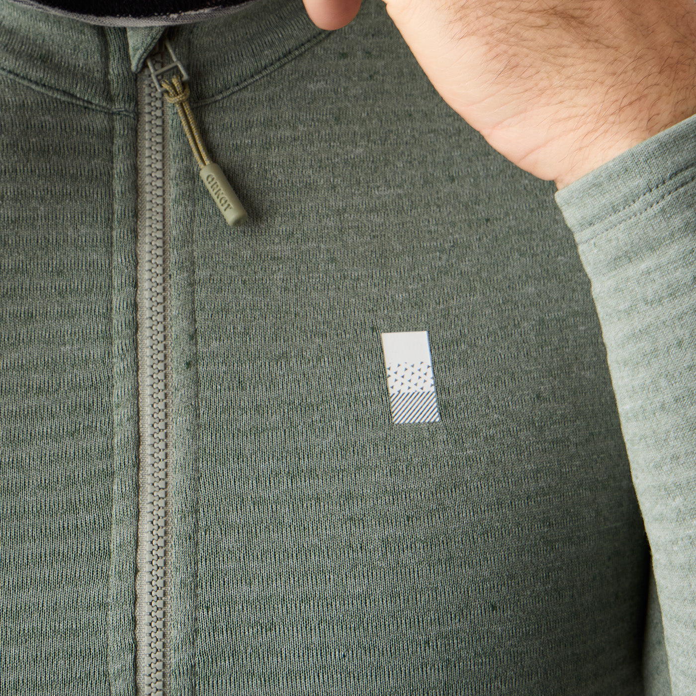 Men's Merino Grid Thermal Jersey in Sage, gridded merino thermal jersey with three rear pockets