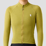 Women's Merino Grid Thermal Jersey in Avocado, long sleeve merino wool cycling jersey