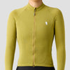 Women's Merino Grid Thermal Jersey in Avocado, long sleeve merino wool cycling jersey