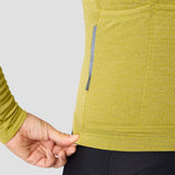 Women's Merino Grid Thermal Jersey in Avocado, merino jersey for 45-60°F winter rides