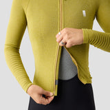 Women's Merino Grid Thermal Jersey in Avocado, winter road and gravel cycling jersey