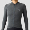 Women's Merino Grid Thermal Jersey in Charcoal, long sleeve merino wool cycling jersey