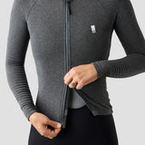 Women's Merino Grid Thermal Jersey in Charcoal, warm, breathable merino wool jersey