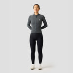 Women's Merino Grid Thermal Jersey in Charcoal, merino wool layering jersey for cold rides