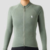Women's Merino Grid Thermal Jersey in Sage, long sleeve merino wool cycling jersey