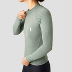 Women's Merino Grid Thermal Jersey in Sage, merino jersey for 45-60°F winter rides