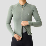 Women's Merino Grid Thermal Jersey in Sage, winter road and gravel cycling jersey