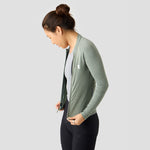 Women's Merino Grid Thermal Jersey in Sage, warm, breathable merino wool jersey
